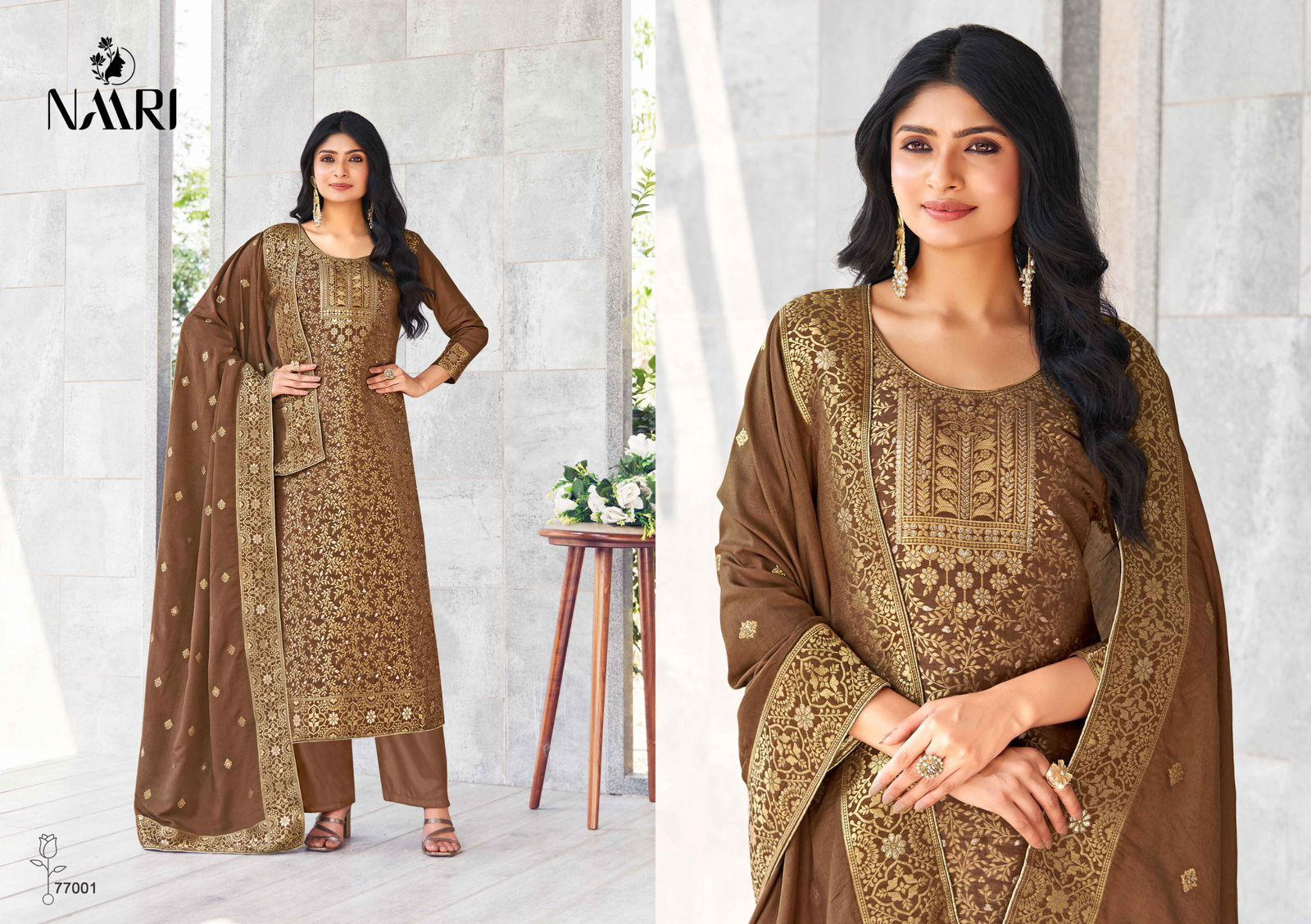 Mercedes By Naari Designer Masleen Jacquard Salwar Kameez Wholesale Clothing Suppliers In India